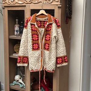 Vintage Multicolor Crochet Cardigan